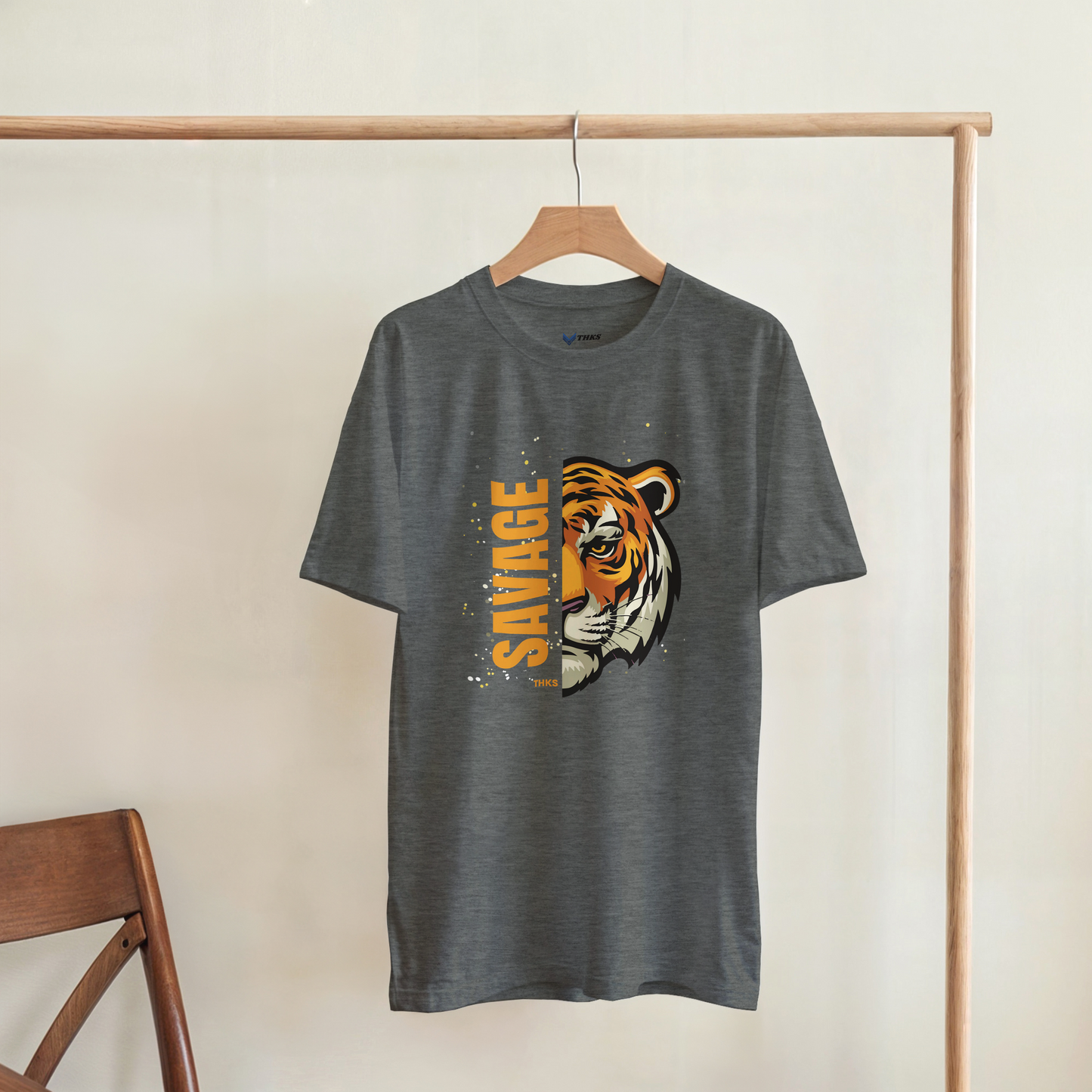 T-Shirt - Savage Tiger Graphic | Unisex Heavyweight Streetwear Tee | Bold Tiger Face Print | Gildan 5000 Premium Quality