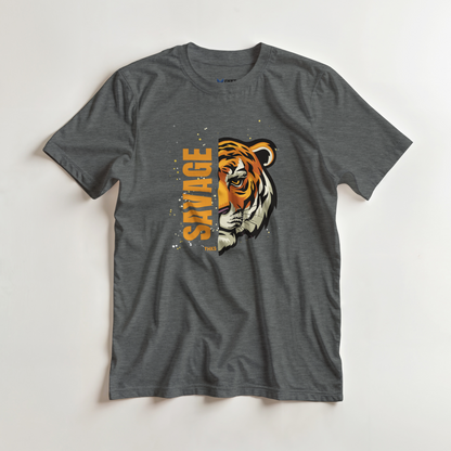 T-Shirt - Savage Tiger Graphic | Unisex Heavyweight Streetwear Tee | Bold Tiger Face Print | Gildan 5000 Premium Quality