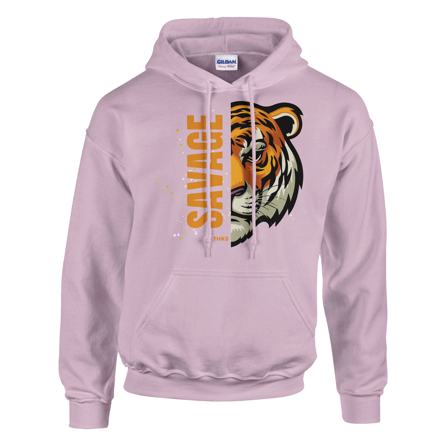 Hoodie - Savage Tiger Graphic Hoodie | Unisex Streetwear Pullover | Bold Tiger Face Print | Classic Heavy Blend Hoodie | Gildan 18500