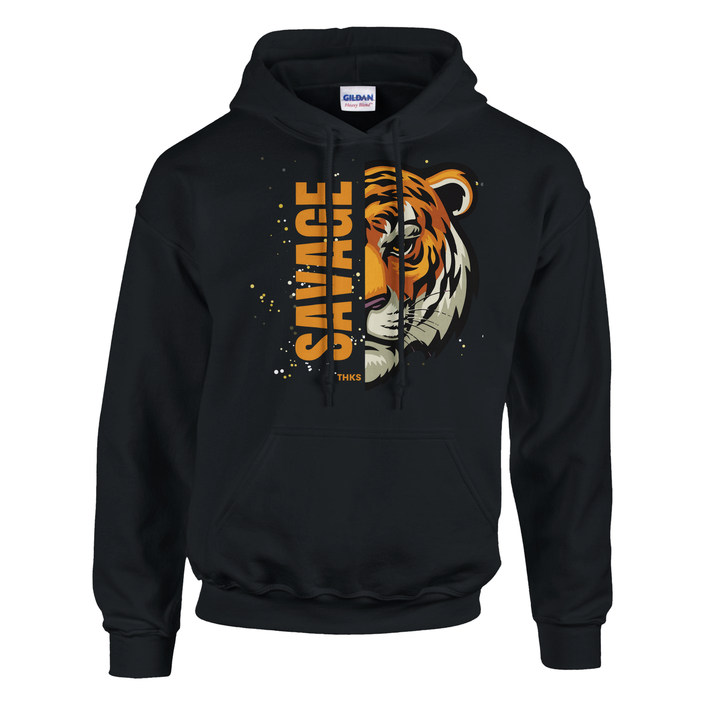 Hoodie - Savage Tiger Graphic Hoodie | Unisex Streetwear Pullover | Bold Tiger Face Print | Classic Heavy Blend Hoodie | Gildan 18500