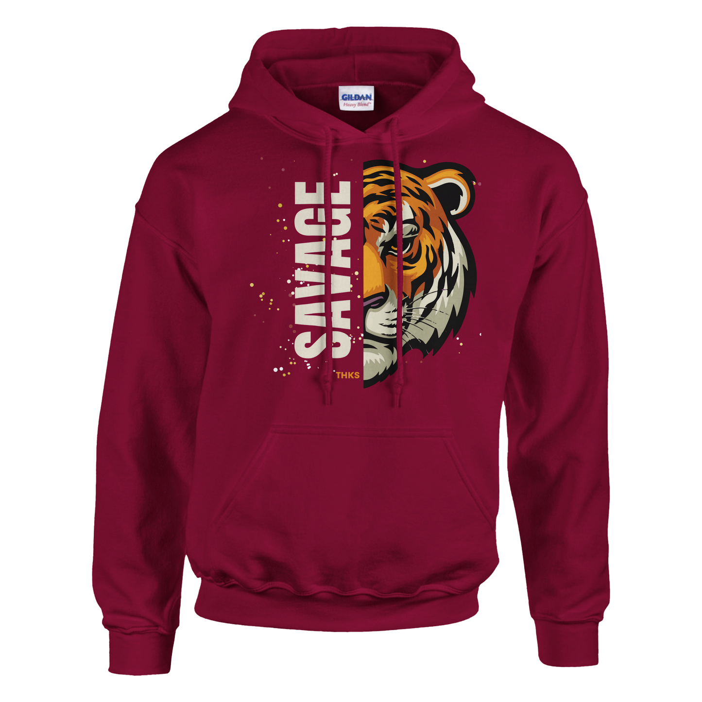 Hoodie - Savage Tiger Graphic Hoodie | Unisex Streetwear Pullover | Bold Tiger Face Print | Classic Heavy Blend Hoodie | Gildan 18500